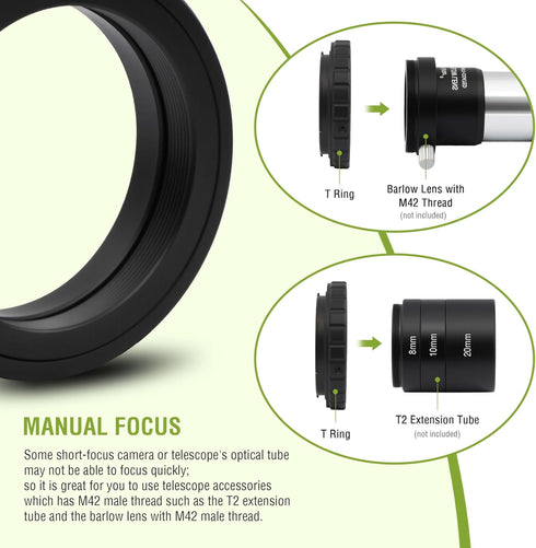 Alstar Telescope Camera Adapter T2 T Ring, Metal Compatible for Pentax SLR/DSLR Cameras