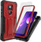 DUOPAL for Motorola Moto G Play 2021 Case, Shockproof Military Grade Protection with Tempered Glass Protector, Red