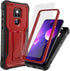 DUOPAL for Motorola Moto G Play 2021 Case, Shockproof Military Grade Protection with Tempered Glass Protector, Red
