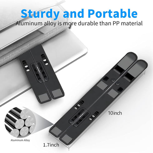 Laptop Stand, Adjustable Aluminum Portable Notebook Riser, Compatible with MacBook Air Pro, HP, Lenovo, Dell, 10-15.6”