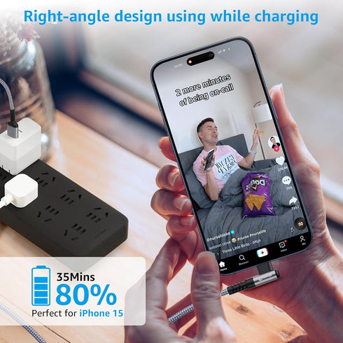 Ruaeoda USB C Cable 2 ft, 3.1A Type C Fast Charging Cable, Right Angle USB A to USB C 3A Charger for Galaxy S10 S9 Plus