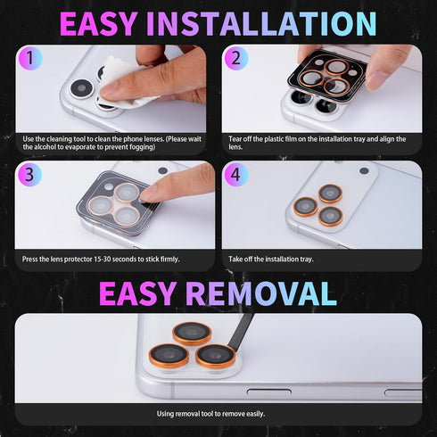 17 Pro/17 17 Pro/17 Camera Lens Protector for iPhone Pro Max, Individual Tempered Glass Camera Protector