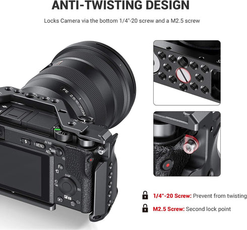 SMALLRIG Cage for Sony Alpha A6600/ILCE 6600 Mirrorless Camera with Cold Shoe Mounts - CCS2493