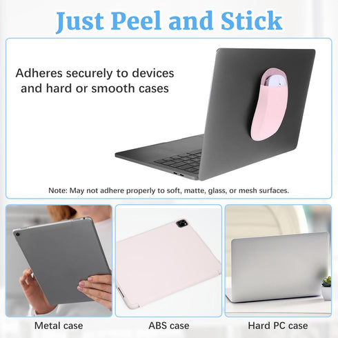 GENZYRE Wireless Mouse Holder for Laptop, Slim Universal Stick-On Laptop Mouse Holder Sleeve Pouches, Self-Adhesive
