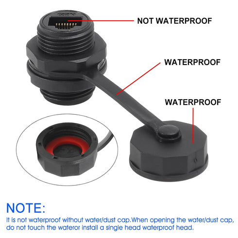 5pcs RJ45 Ethernet LAN Cable Connector, CAT6 Shielded Industrial Panel Mount Coupler with Waterproof Cap