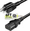 Vockjour 3 Prong AC Power Cord Cable 6ft 10 Amps 125 Volts 18AWG,