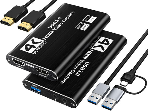 XIIXMASK Video Capture Card, USB 3.0 Capture Card 4K HDMI Loop-Out, 1080P 60FPS/2K