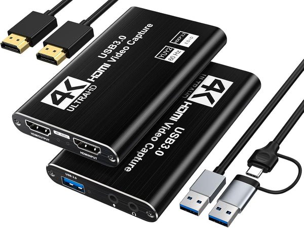 XIIXMASK Video Capture Card, USB 3.0 Capture Card 4K HDMI Loop-Out, 1080P 60FPS/2K