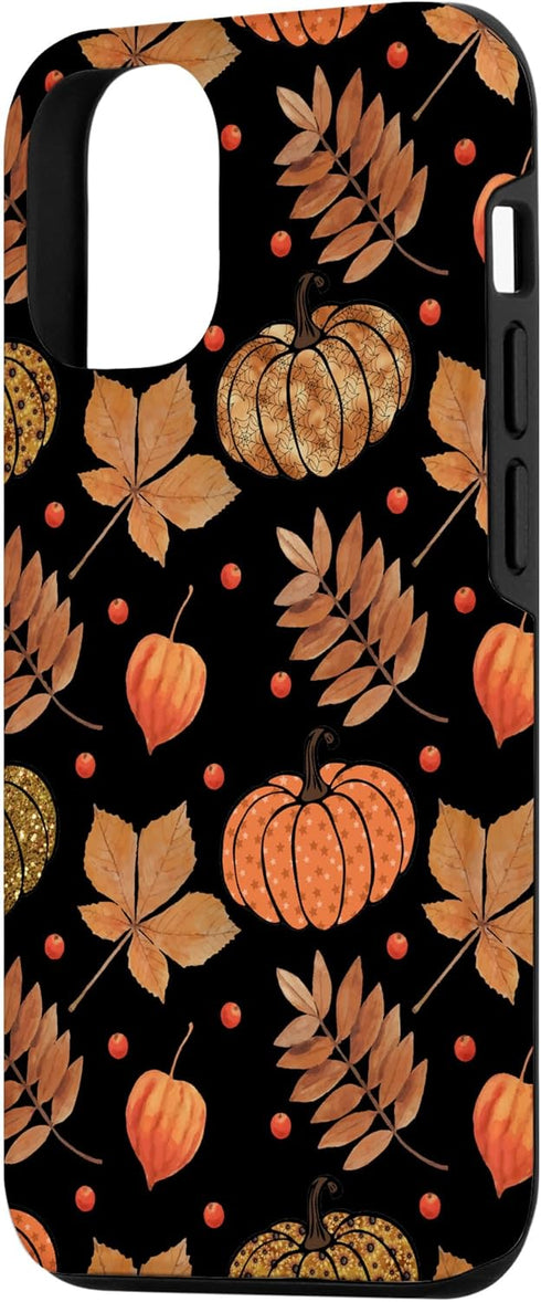 iPhone 12/12 Pro Fall Leaves and Pumpkins Pattern Halloween Autumn Gifts Case