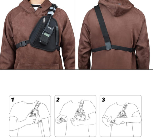 TWAYRDIO Radio Chest Harness, Adjustable Shoulder Pack for Baofeng Retevis Yaesu Handheld Two-Way Radios