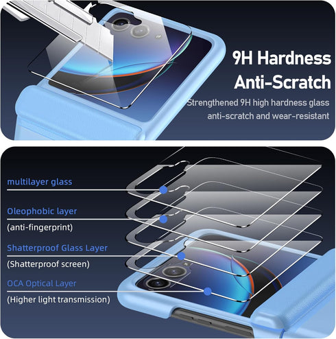 Shop Motorola Razr Plus Case 2023 - Ultra Thin Matte PC, Built-in Screen Protector, Magnetic Hinge Protection (Sky Blue)