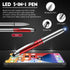 5 Pieces Stylus Pen for Touchscreen Devices, Multi-Function Capacitive Pen with LED Flashlight, 3 in 1 Metallic Pens