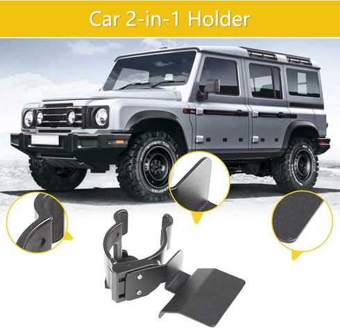 Car Multifunctional Cell Phone Holder Cup Holder, 2-in-1 Center Console Cell Phone Holder for Ineos Grenadier 2020-2024