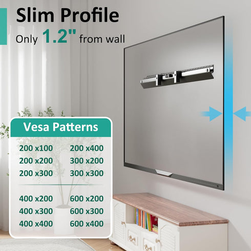 No Stud TV Wall Mount for 32-75 inch TVs, Heavy Duty No Drill Bracket Holds Up to 150 lbs, Easy Installation