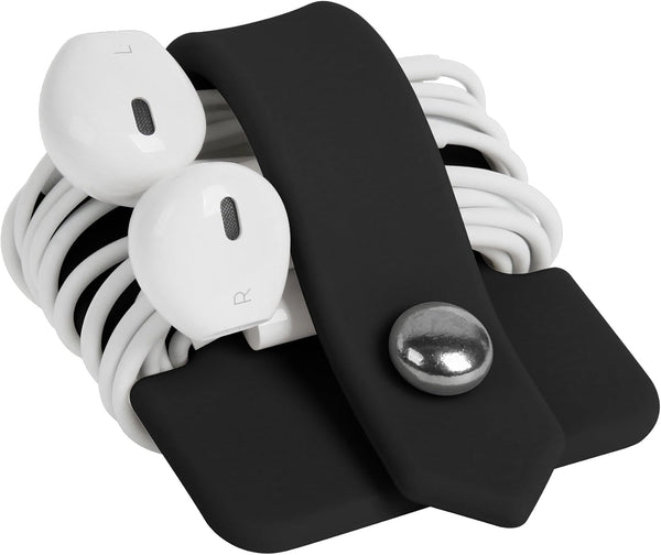 Headphone Case Cord Organizer | Earbuds Holder | Black Earphones Case Wrap Winder