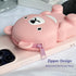 UnnFiko Wallet Phone Case for iPhone 7 Plus 8 Plus, 3D Cartoon Cute Bear Purse Stand Holder, Pink