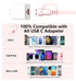 Multi Charging Cable Retractable, Pink 5in1 USB A/C to USB C/Lightning/Micro USB Fast Charging Cord