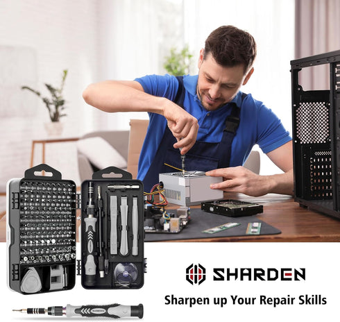SHARDEN Precision Screwdriver Set, 122 in 1 Electronics Magnetic Repair Tool Kit with Case for Repair Computer, iPhone,