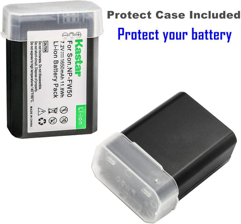 Kastar 1-Pack NP-FW50 Battery and AC Wall Charger Replacement for Sony ILCE-5000, alpha a5000, a5000, ILCE-5100, alpha a5100, a5100, ILCE-6000, alpha a6000, a6000, ILCE-6100, alpha a6100, a6100 Camera