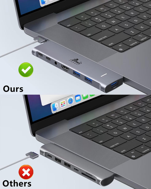 USB C Hub Adapter for MacBook Pro/Air M1M2, Multiport Adapter with 4K HDMI and 100W Thunderbolt