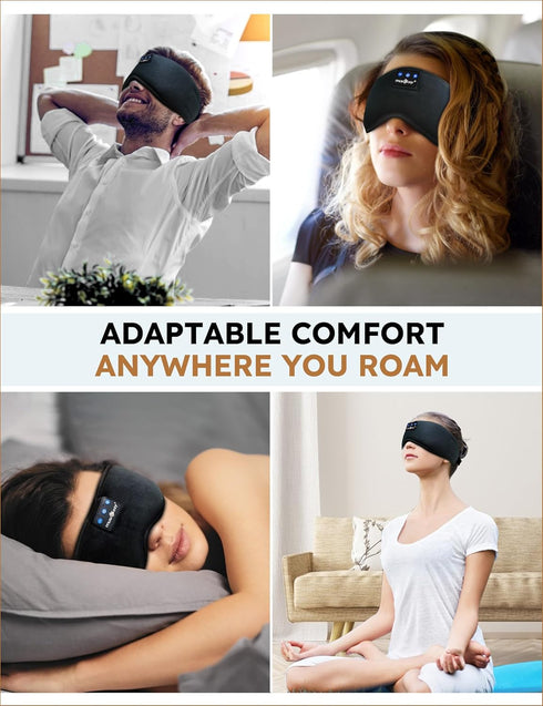 MUSICOZY Sleep Headphones, Bluetooth 5.2 Headband Sleeping Eye Mask, Wireless Music Earbuds for Side Sleepers