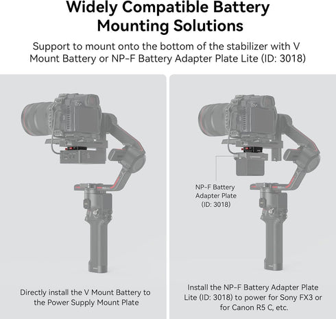 SmallRig Mini V Mount Battery Plate for DJI RS 3 / RS 3 Pro/RS 2 / RSC 2 Gimbals, V-Lock & Cold Shoe