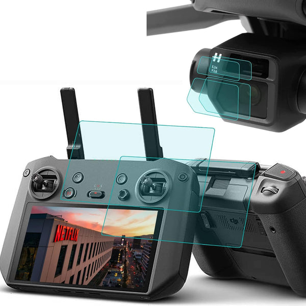 PCTC Screen Protector for DJI Mavic 3 Monitor Remote Controller and Filter/Lens Tempered Glass 0.3mm 9H Hardness [2+2