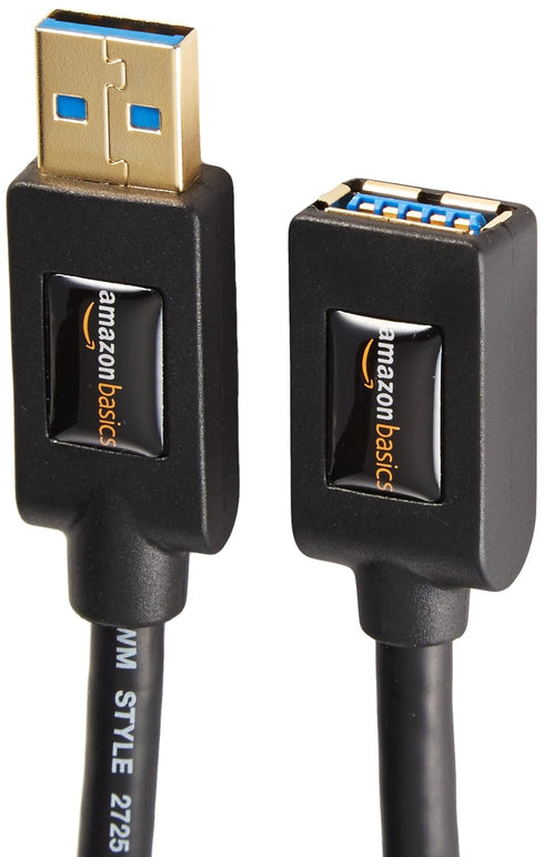 2-Pack 3.0 4.8Gbps 6 Amazon Basics USB Extension Cable, A-Male to A-Female, High-Speed, Gold-Plated Connectors, Foot