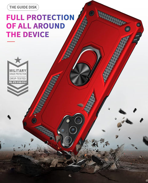 for Samsung A32 5G Case, Military Grade 16ft Drop Tested Cover with Screen Protector and Magnetic Kickstand, Red