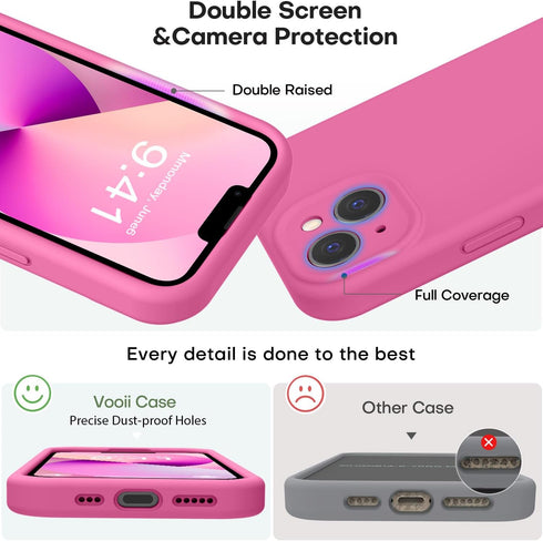 Vooii Pitaya iPhone 13 Case: Liquid Silicone, Shockproof, Camera Protection, Soft Anti-Scratch Microfiber Lining, 6.1