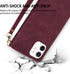 ZZXX Wallet Case for iPhone 12 Pro, Premium Soft PU Leather Zipper Folio with Card Slot, Wine Red 6.1 inch