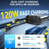 Retractable Car Charger, 4 in 1 Fast Car Phone Charger 120W with 2.7Ft Cables and 4 Electronic Ports for iOS & Android