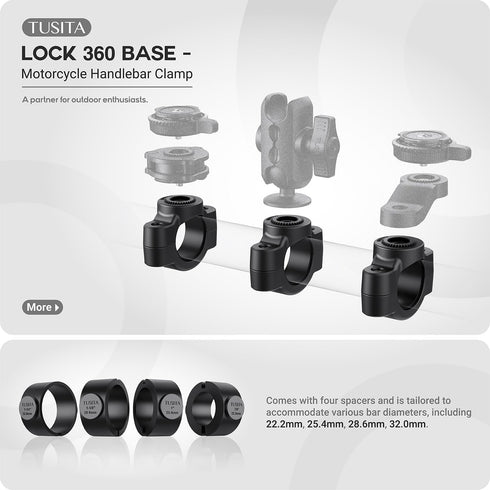 TUSITA Lock 360 Base - Motorcycle Handlebar Clamp