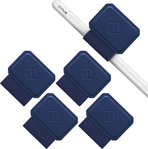 Fintie 4 Pack Pen Loop Holder for Apple Pencil Pro, Elastic Adhesive Leather Sleeve for Stylus Pens, Navy