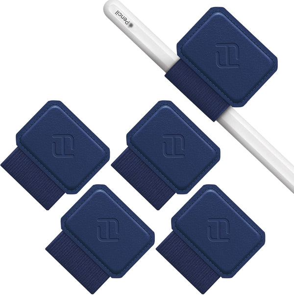 Fintie 4 Pack Pen Loop Holder for Apple Pencil Pro, Elastic Adhesive Leather Sleeve for Stylus Pens, Navy