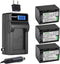 Kastar 3-Pack NP-FV70 Battery and LCD AC Charger for Sony NP-FV30, NP-FV50, NP-FV70, NP-FV90 Cameras