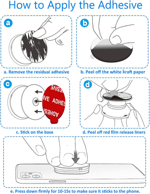 PKYAA 8 Pack Sticky Adhesive Compatible with Socket Base, Double-Sided Replacement Tape for Collapsible Grip & Stand