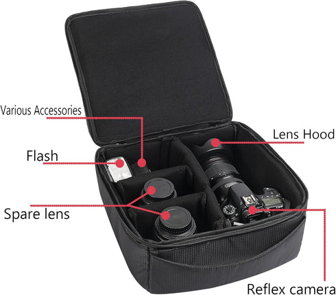 AYVANBER Water Resistant Camera Insert Bag DSLR SLR Camera Case Upgraded Version and Lens Storage Carrying Case (Black)