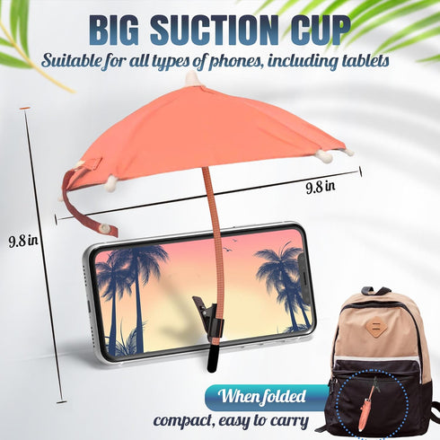 ROCKFEELTEE Phone Umbrella Umbrella for Phone, Clip-On Sun Shade for Smartphones, Universal Fit, UV Protection, Outdoor