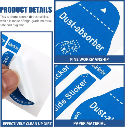 200pcs Glass Dusting Stickers for Phone Removal, Laptop Computer Guide Touch Blue Cell Duster