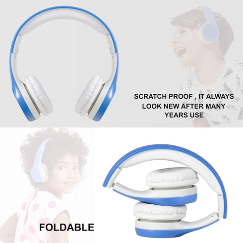 Toddler Headphones for Kids,Two Audio Port for Sharing, Children Headphones for Kids with mic & Volume Limiting,Boys Girls Baby cellphones Class Travel uses (Light Blue)