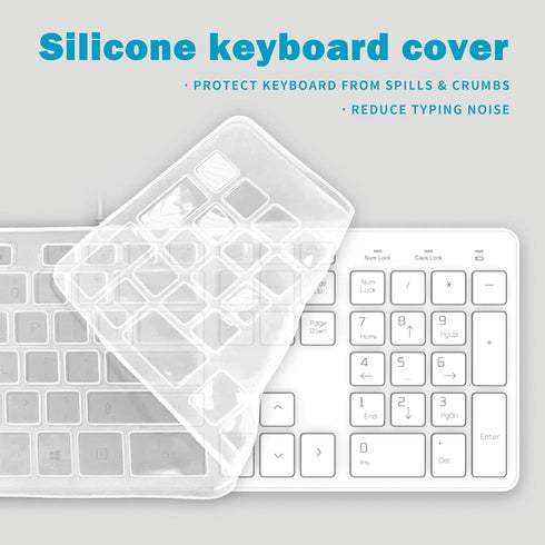 Wired USB Keyboard, Comfortable Quiet Chocolate Keys, Durable Ultra-Slim QWERTY Layout for PC, Windows 11/10/8/7 - White