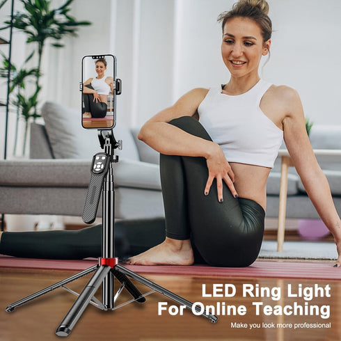 KONPCOIU 71"" 1 Extendable Phone Tripod, Selfie Stick Vlog Tripod Stand Quadrapod with All in Phone Clip, Travel Holder