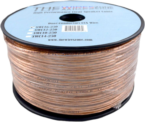 The Wires Zone Car Home Audio Speaker Wire Transparent Clear Cable 16AWG
