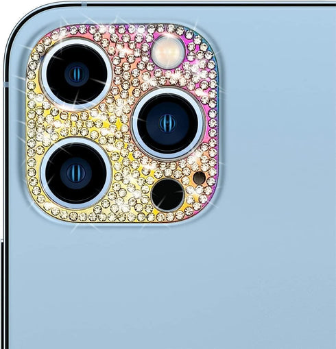 Omorro Bling Camera Lens Cover Protector for iPhone 14, 3D Glitter Crystal Diamond Rhinestone Anti-Scratch Sticker