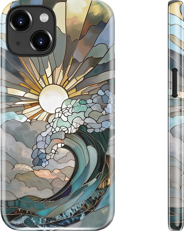 Goodon for iPhone 15 Case,Aesthetic Vintage Mosaic Stained Glass Shell,Compatible with Magsafe,Trendy Unique