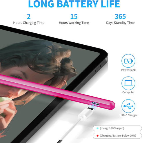 DRYMOKINI Stylus Pen, Active Touch Screens Compatible for Android/iOS Tablets/Phones, Rechargeable Universal Pencil,
