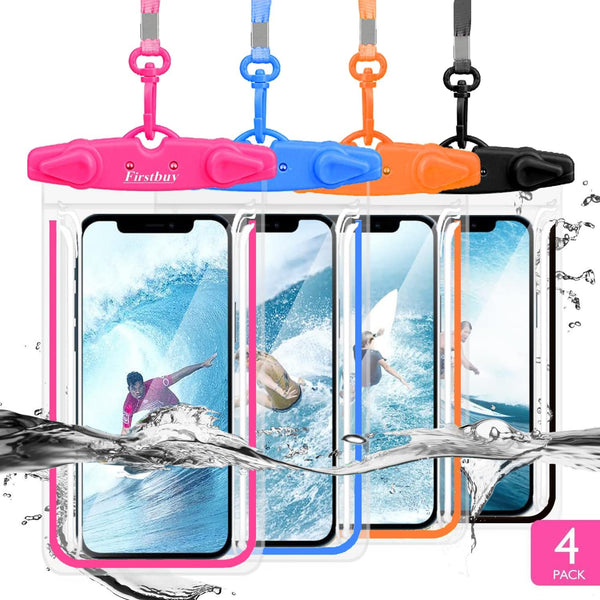 Universal Waterproof Phone Pouch, 4-Pack IPX8 Lanyard Case for iPhone 15 14 13 12 11 Pro Max, Galaxy S23 S22 S21