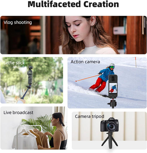 Hosann Century Stick,1/4" GO3, Action,Gopro,Pocket,Insta360 X2/3 Camera Tripod Stand Holder, Mini Tabletop Tripod