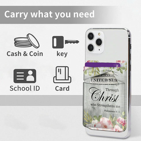 Rossy Adhesive Cell Phone Wallet, Stylish Lycra Card Holder with Bible Verse Philippians 4-13 for All Smartphones